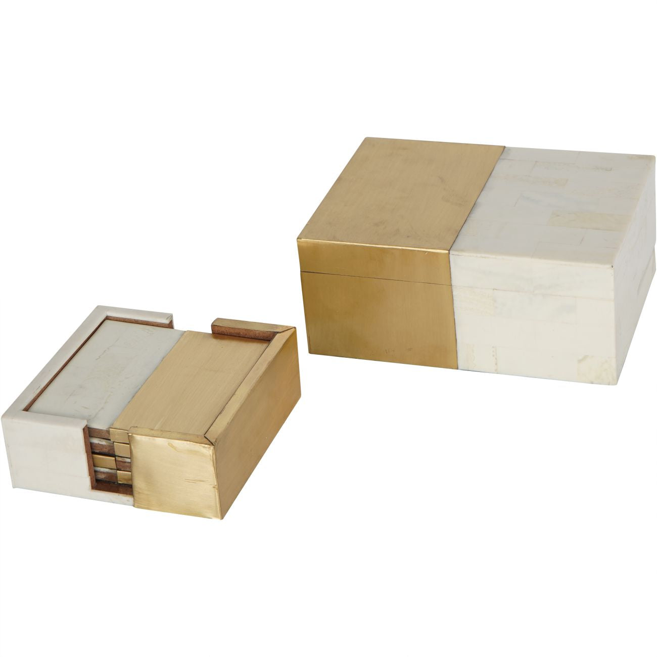 Set of 4 Two Tone Gold & White Coasters